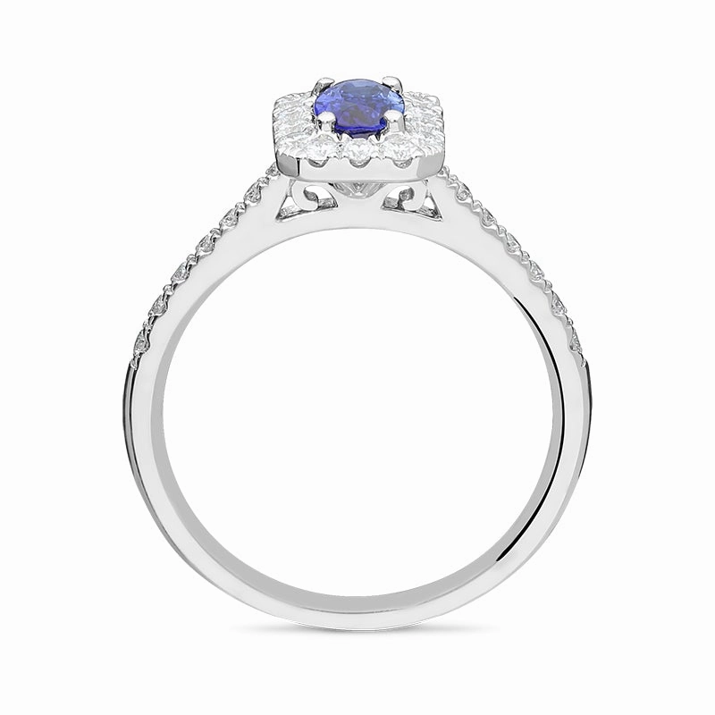18ct White Gold 0.52ct Sapphire and Diamond Emerald Shape Ring