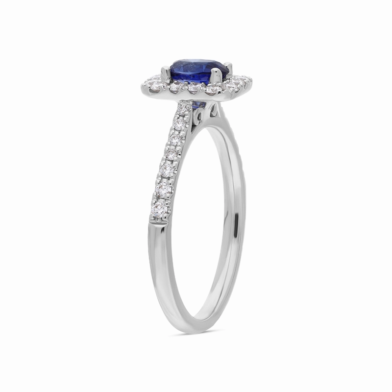 18ct White Gold 0.52ct Sapphire and Diamond Emerald Shape Ring