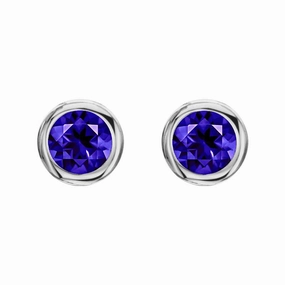 18ct White Gold 0.52ct Tanzanite Round Stud Earrings