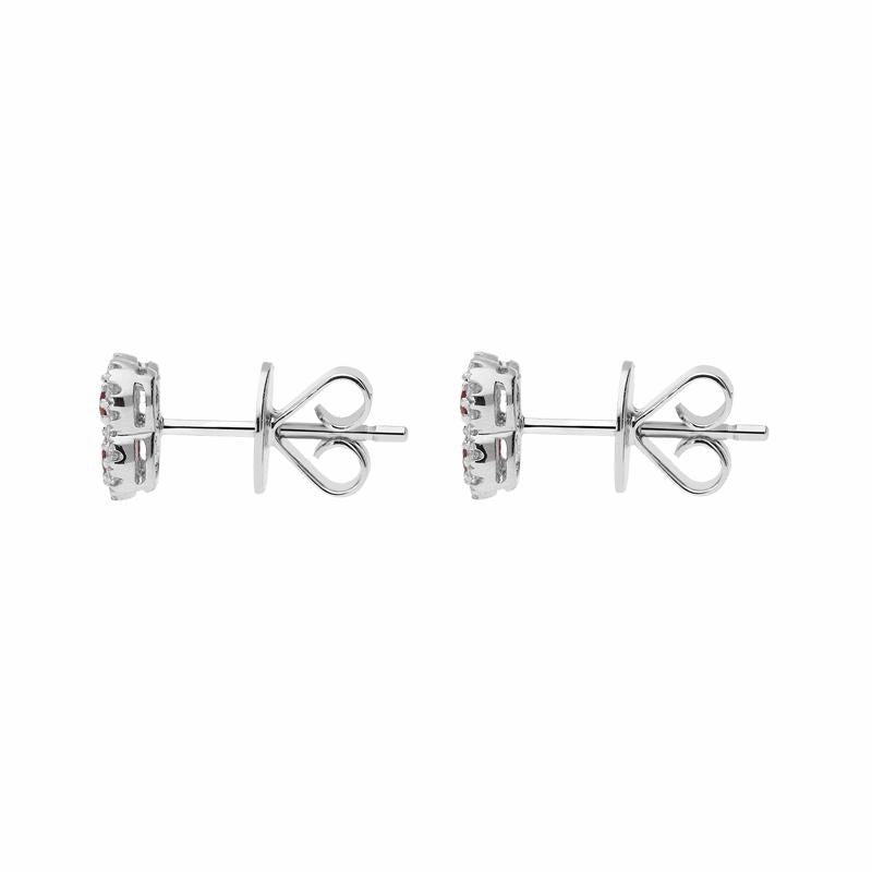 18ct White Gold 0.53ct Ruby Diamond Cluster Earrings