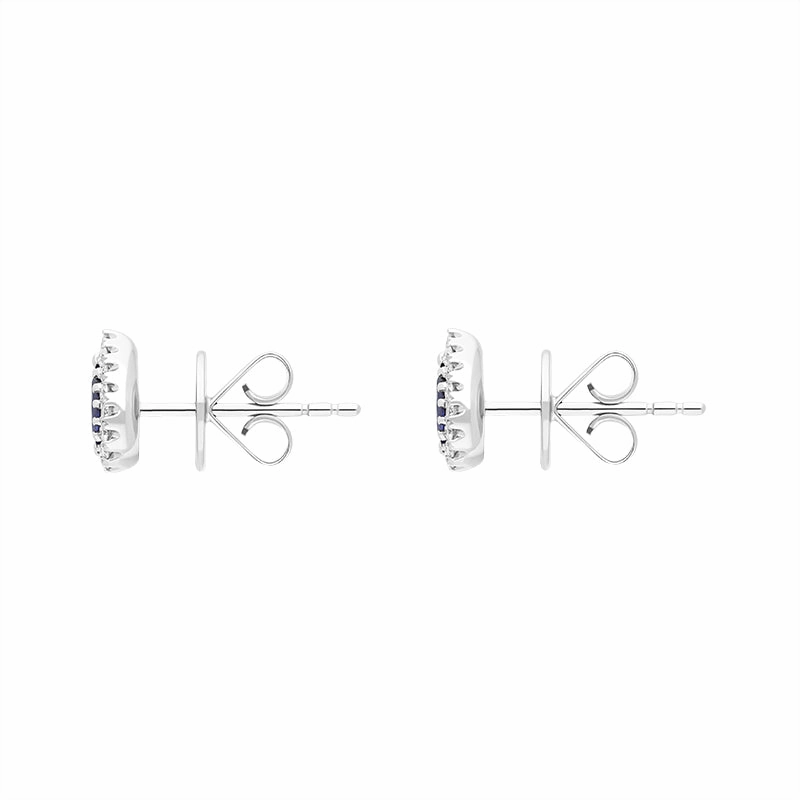 18ct White Gold 0.53ct Sapphire Diamond Pear Cut Cluster Earrings
