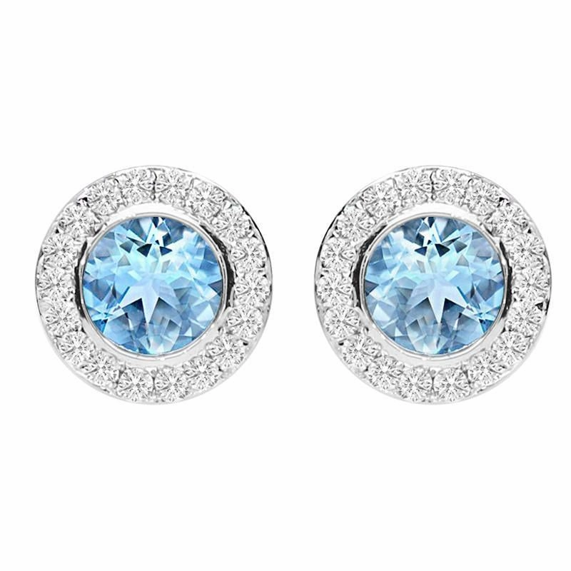 18ct White Gold 0.54ct Aquamarine Diamond Stud Earrings