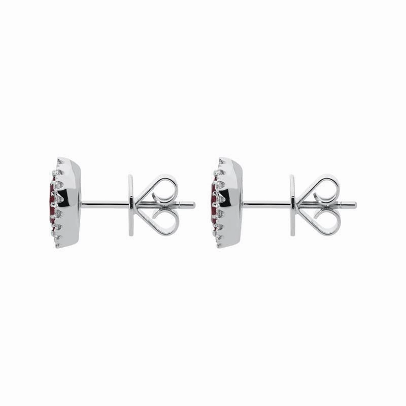 18ct White Gold 0.54ct Ruby Diamond Marquise Stud Earrings