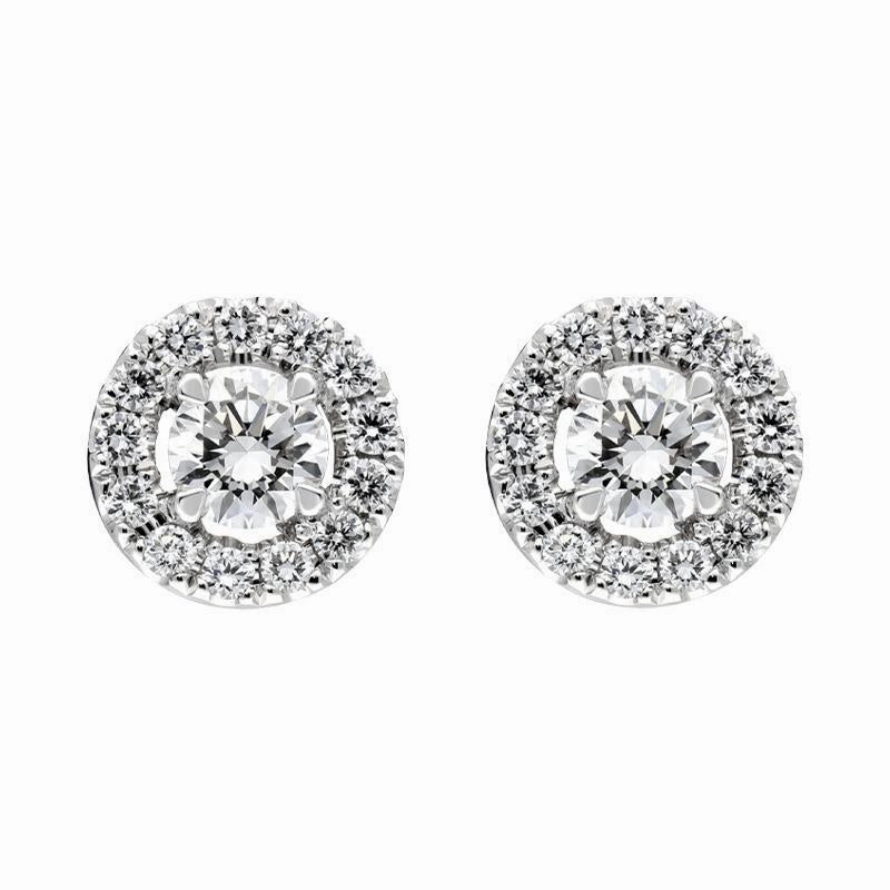 18ct White Gold 0.55ct Diamond Round Cluster Stud Earrings