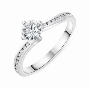 18ct White Gold 0.55ct Diamond Shoulder Solitaire Ring