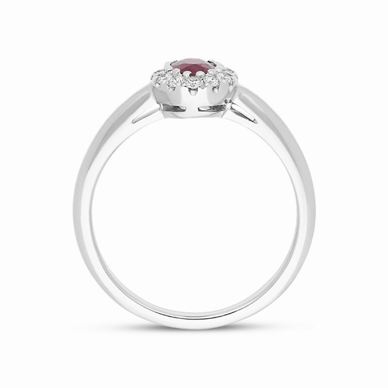 18ct White Gold 0.55ct Ruby Diamond Oval Ring