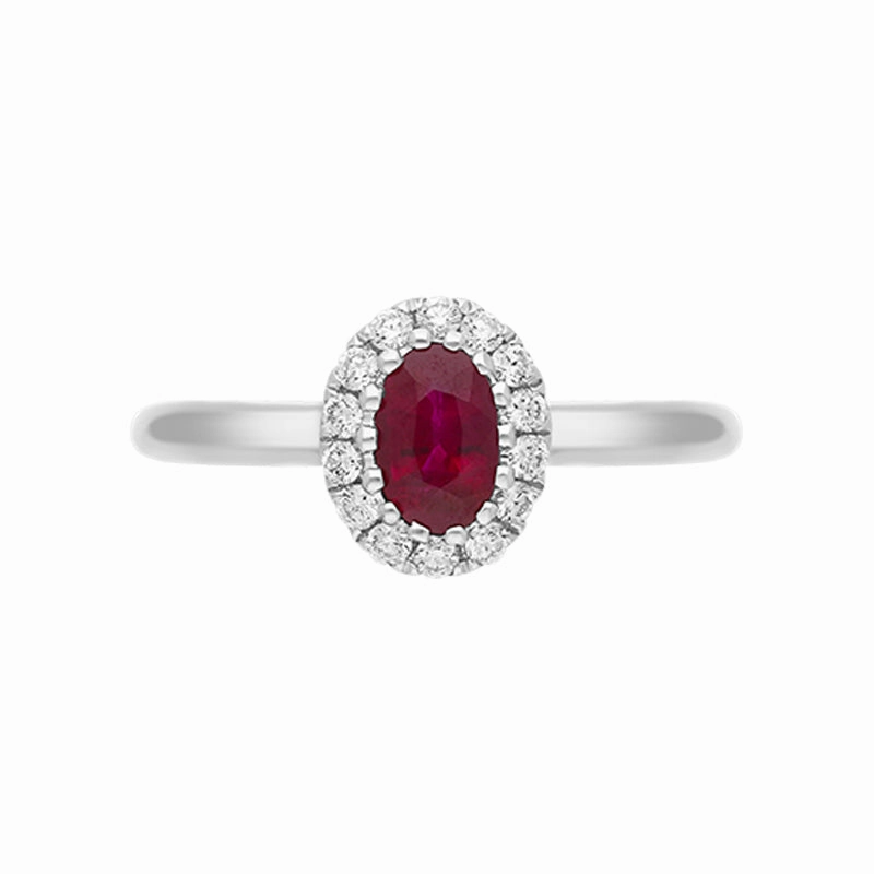18ct White Gold 0.55ct Ruby Diamond Oval Ring