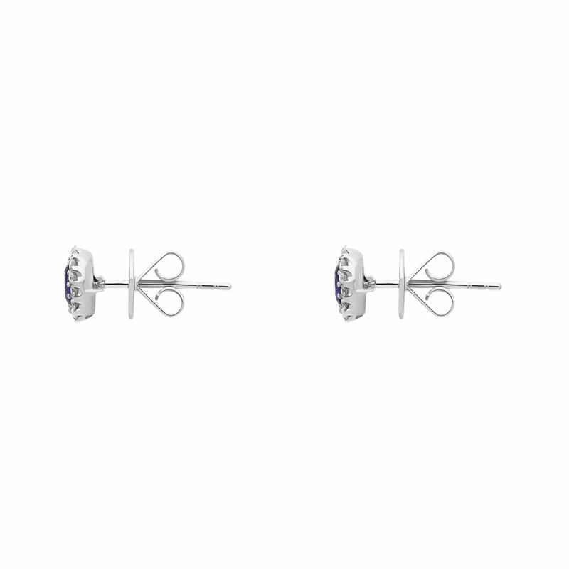 18ct White Gold 0.56ct Sapphire and Diamond Oval Cluster Earrings