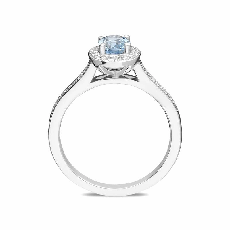 18ct White Gold 0.57ct Aquamarine Diamond Oval Ring