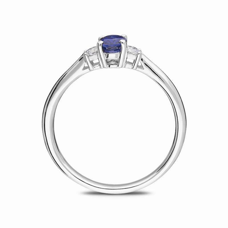 18ct White Gold 0.57ct Sapphire Diamond Oval Trilogy Ring