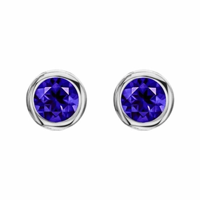 18ct White Gold 0.57ct Tanzanite Round Stud Earrings