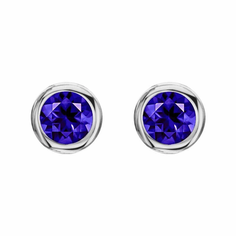 18ct White Gold 0.57ct Tanzanite Round Stud Earrings