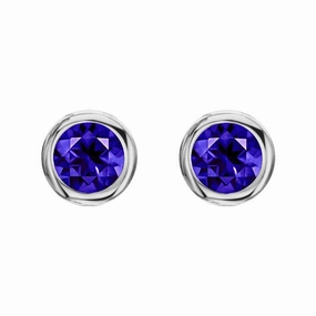 18ct White Gold 0.57ct Tanzanite Round Stud Earrings