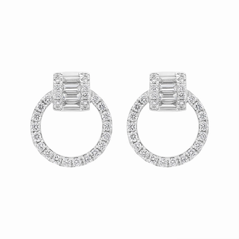 18ct White Gold 0.59ct Diamond Circle Earrings