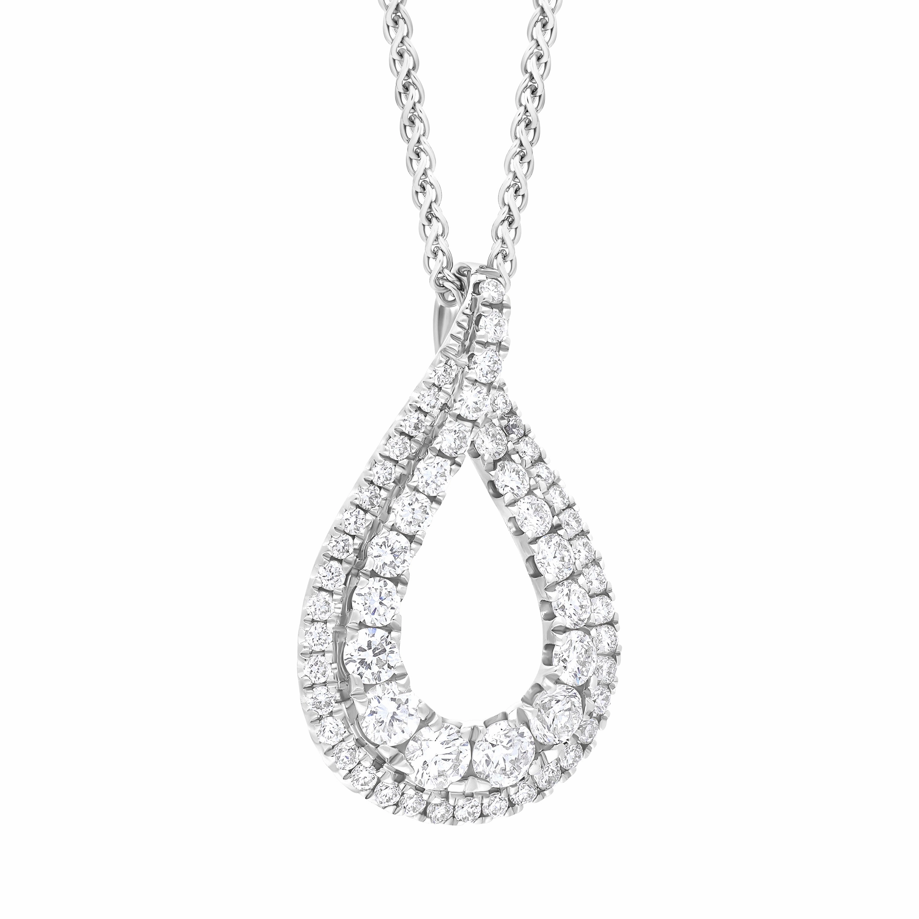 18ct White Gold 0.59ct Diamond Open Pear Necklace