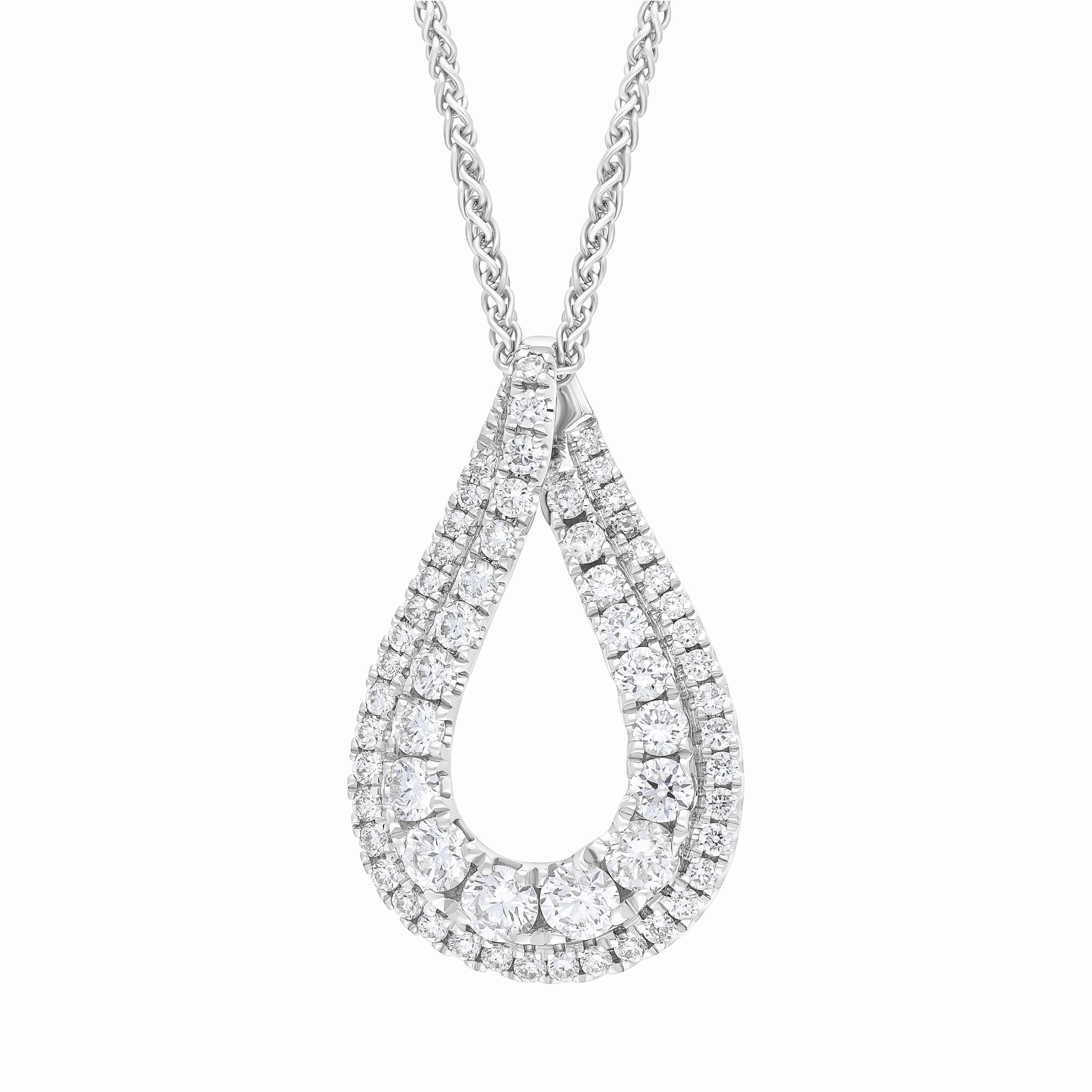 18ct White Gold 0.59ct Diamond Open Pear Necklace