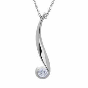 18ct White Gold 0.60ct Diamond Curved Solitaire Necklace