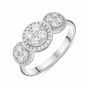 18ct White Gold 0.61ct Diamond Triple Pave Surround Ring