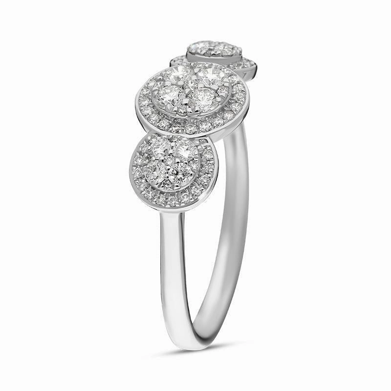 18ct White Gold 0.61ct Diamond Triple Pave Surround Ring