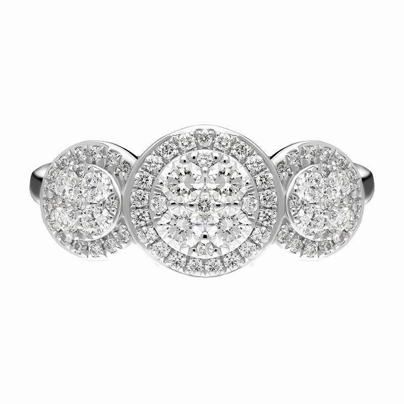 18ct White Gold 0.61ct Diamond Triple Pave Surround Ring