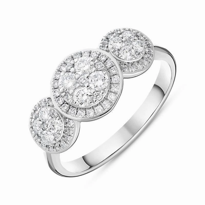 18ct White Gold 0.61ct Diamond Triple Pave Surround Ring