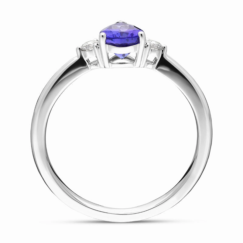18ct White Gold 0.64ct Tanzanite and Diamond Pear Cut Ring