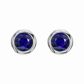 18ct White Gold 0.65ct Sapphire Martini Stud Earrings