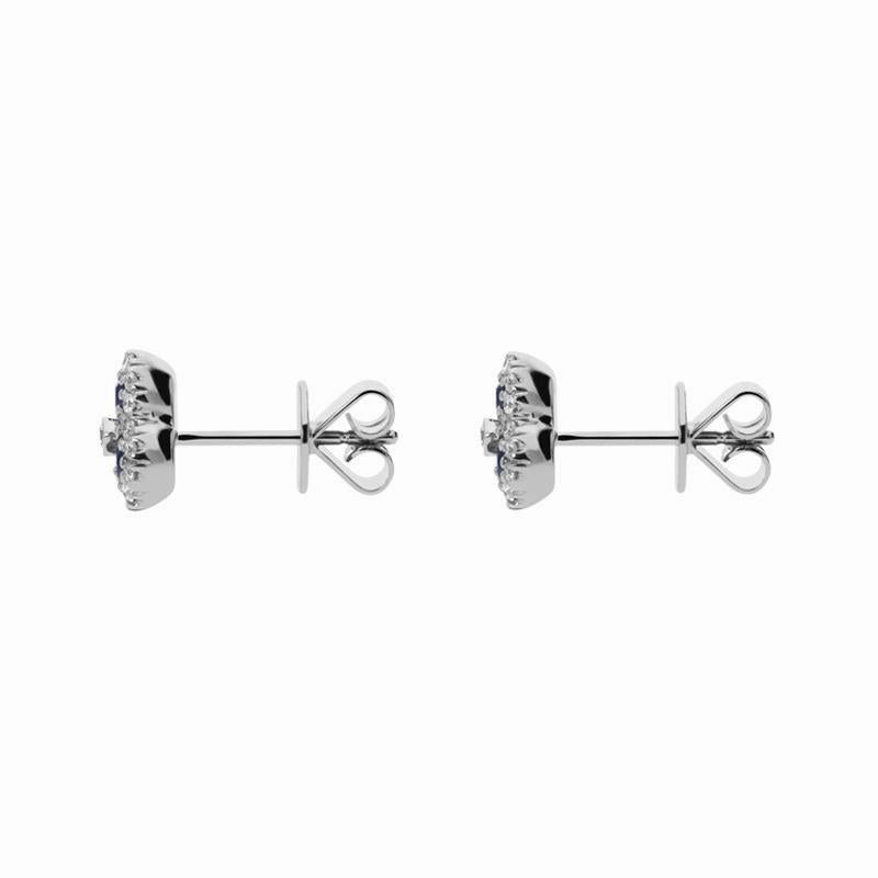 18ct White Gold 0.66ct Sapphire and Diamond Cluster Earrings