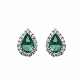 18ct White Gold 0.67ct Emerald Diamond Pear Stud Earrings