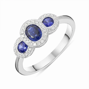 18ct White Gold 0.68ct Sapphire Diamond Ring