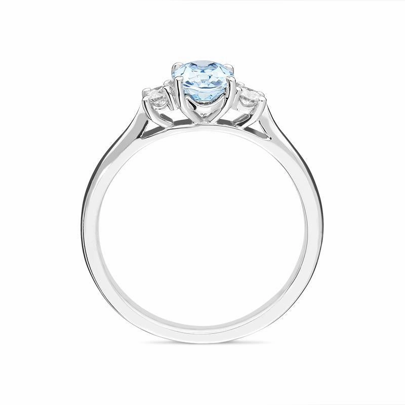 18ct White Gold 0.70ct Aquamarine and Diamond Three Stone Ring