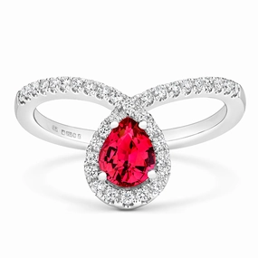 18ct White Gold 0.70ct Spessartite Diamond Looped Ring