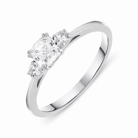 18ct White Gold 0.71ct Diamond Trilogy Ring