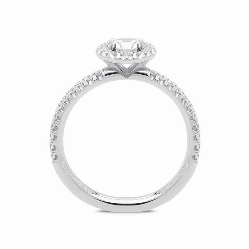18ct White Gold 0.73ct Brilliant Cut Diamond Halo Ring