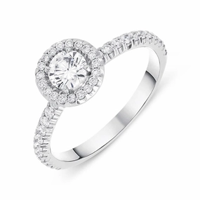 18ct White Gold 0.73ct Brilliant Cut Diamond Halo Ring