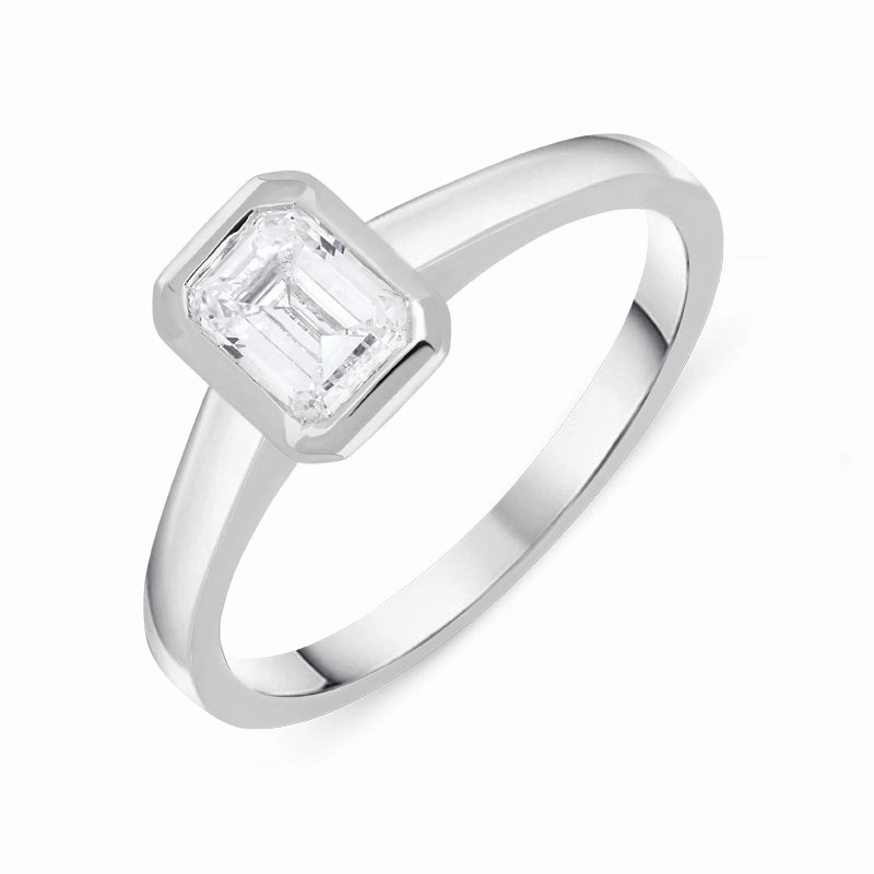 18ct White Gold 0.73ct Diamond Emerald Cut Ring
