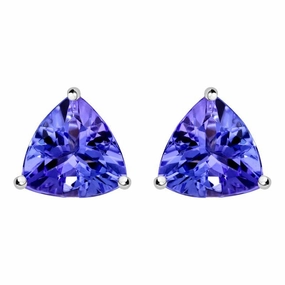 18ct White Gold 0.73ct Tanzanite Trillion Cut Stud Earrings