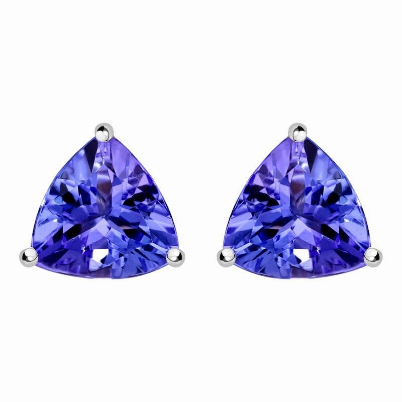 18ct White Gold 0.73ct Tanzanite Trillion Cut Stud Earrings