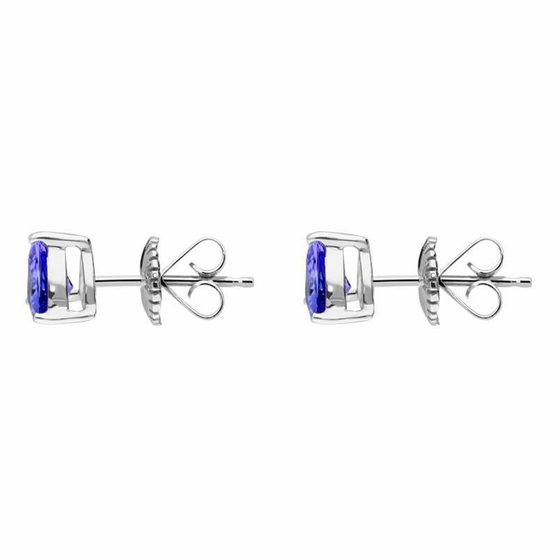 18ct White Gold 0.73ct Tanzanite Trillion Cut Stud Earrings