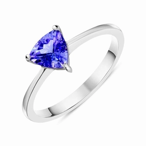 18ct White Gold 0.73ct Tanzanite Trillion Solitaire Ring