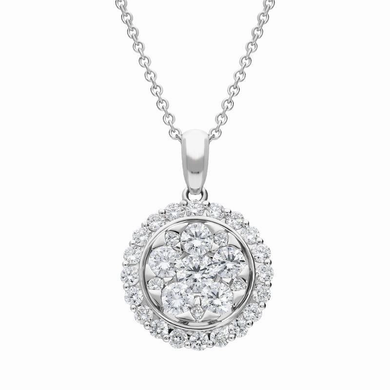 18ct White Gold 0.78ct Diamond Round Necklace