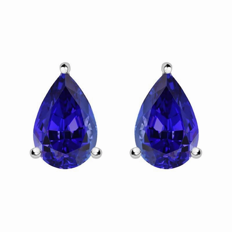 18ct White Gold 0.78ct Tanzanite Claw Set Pear Stud Earrings D