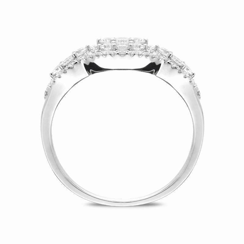 18ct White Gold 0.79ct Diamond Pave Set Cluster Ring