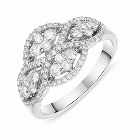 18ct White Gold 0.79ct Diamond Pave Set Cluster Ring