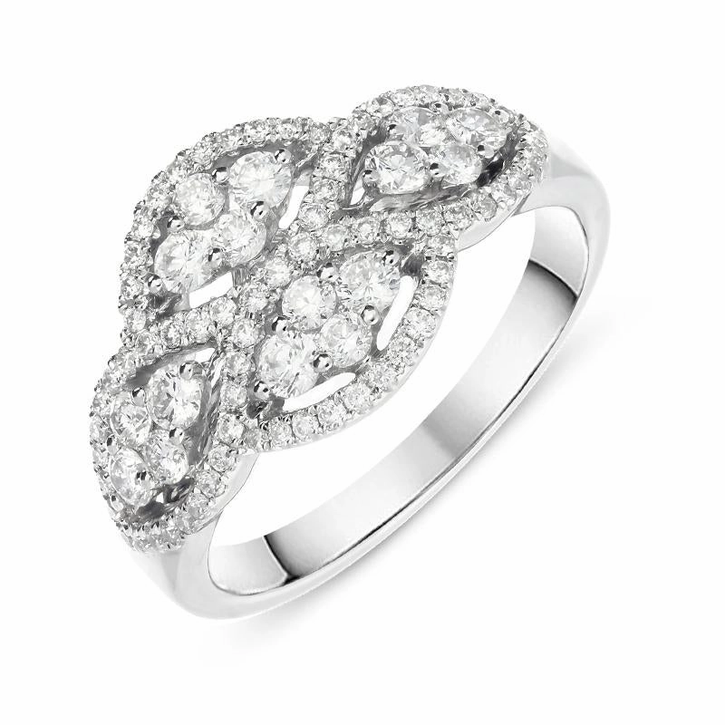 18ct White Gold 0.79ct Diamond Pave Set Cluster Ring