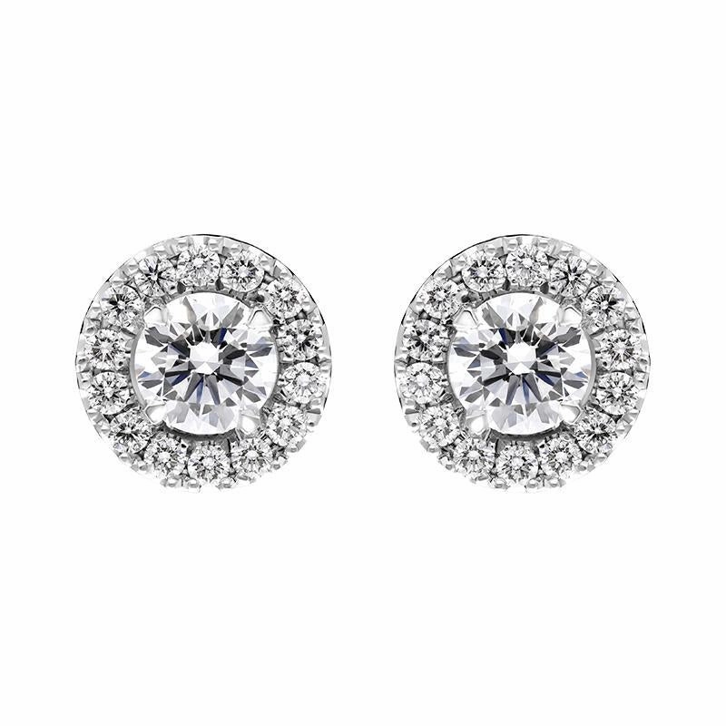18ct White Gold 0.79ct Diamond Round Cluster Stud Earrings