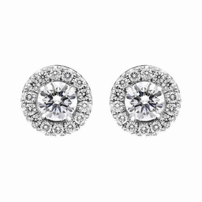 18ct White Gold 0.79ct Diamond Round Cluster Stud Earrings