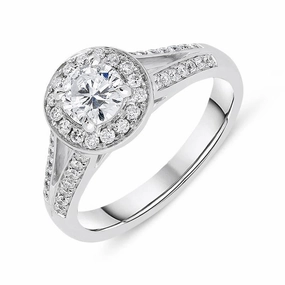 18ct White Gold 0.80ct Diamond Vintage Cluster Ring