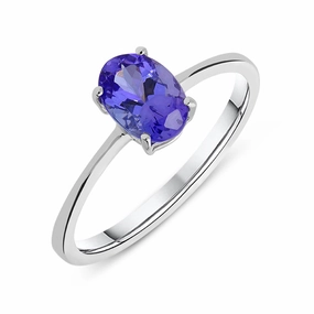 18ct White Gold 0.80ct Tanzanite Oval Cut Solitaire Ring