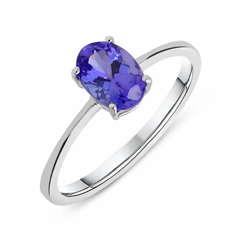 18ct White Gold 0.80ct Tanzanite Oval Cut Solitaire Ring